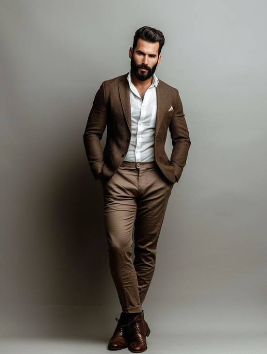 棕色衣服配什么顏色的褲子，棕色衣服褲子配色方案